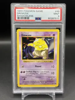 1999 POKEMON BASE SET SHADOWLESS #49 DROWZEE PSA 9 MINT - Image 1