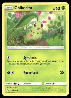 Chikorita 5/214 Common Lost Thunder Pokemon Lightly Played - Image 1