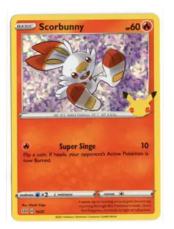 Scorbunny 16/25 016/025 Promo Holo McDonald's 25th Anniversary Promos Pokemon MP - Image 1