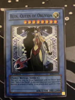 Ruin, Queen of Oblivion SOI-EN034 Ultimate Rare 1st Edition PLAYED Yugioh card - Image 1