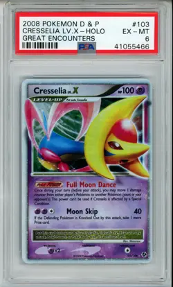 2008 POKEMON GREAT ENCOUNTERS CRESSELIA LV X #103 ULTRA RARE PSA 6 EX #41055466 - Image 1