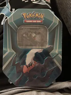 Pokemon TCG Triple Whammy Tin 3 Foil Cards + 3 Booster Packs Darkrai 2024 - Image 1