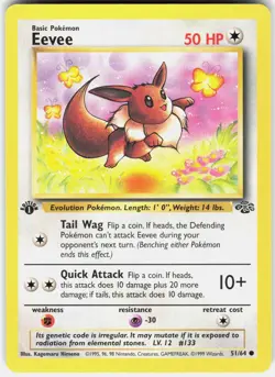 Pokemon Eevee 51/64 Common Jungle Pokemon 1st Edition Near Mint D - Image 1