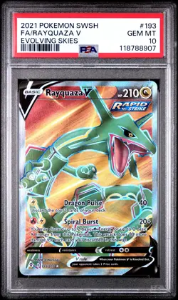 2021 POKEMON SWORD & SHIELD EVOLVING SKIES #193 FULL ART/RAYQUAZA V PSA 10 - Image 1