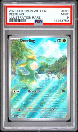 2025 POKEMON WHT EN-WHITE FLARE ILLUSTRATION RARE #091 DEERLING PSA 9 - Image 1