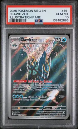 2025 POKEMON MEG EN-MEGA EVOLUTION ILLUSTRATION RARE #141 CLAWITZER PSA 10 - Image 1