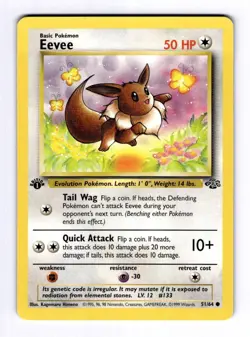 Eevee Jungle #51 (1999) Common 1st Edition NM Pokemon - Image 1