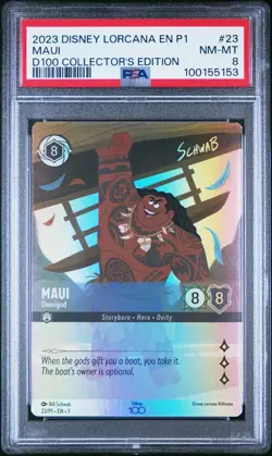 2023 Disney100 Lorcana PROMO MAUI #23 - DEMIGOD COLLECTOR'S PSA 8 - Image 1