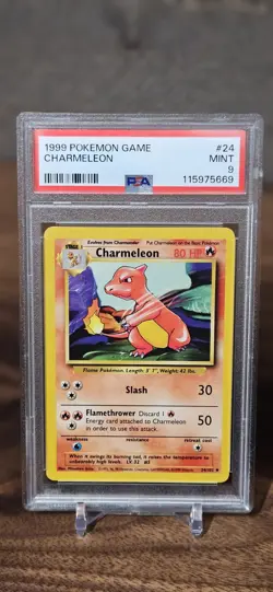 1999 POKEMON GAME BASE SET UNLIMITED 24 CHARMELEON PSA 9 MINT - Image 1