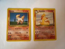 Pokemon Base Set Ponyta & Rapidash Card Lot 60/102 44/102 Vintage WOTC LP/MP - Image 1