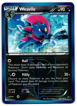 Weavile 66/116 - Plasma Freeze Rare Pokemon TCG Reverse Holo - MP Card - Image 1