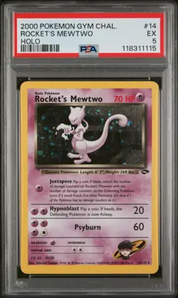 Pokemon Rocket´s Mewtwo 14/132 Holo Gym Challenge PSA 5 EX - Image 1