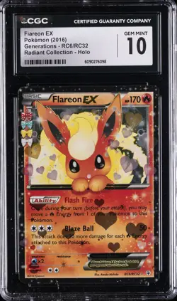2016 POKEMON GENERATIONS RADIANT COLL - HOLO FLAREON EX CGC 10 GEM MINT - Image 1