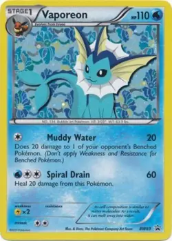 Heavily Played Vaporeon - BW89 - Promotional Pokemon BW Promos - Image 1
