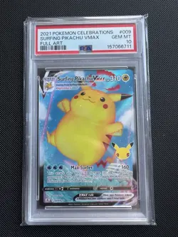 2021 Pokemon Celebrations Surfing Pikachu VMAX 009/025 PSA 10 - Image 1