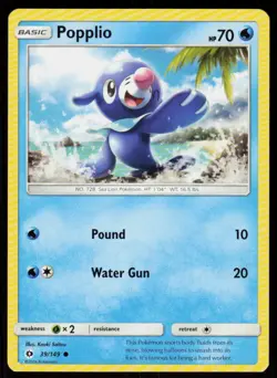 Popplio 39/149 Common SM Base Set Pokemon Near Mint - Image 1