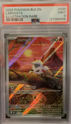 PSA 9 2025 POKEMON LARVESTA SV: BLACK BOLT ILLUSTRATION RARE HOLO #099/086 - Image 1