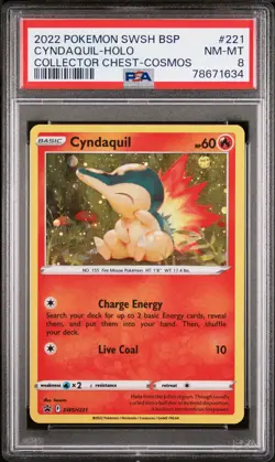 Cyndaquil-Holo 2022 Pokemon Swsh Black Star Promo #221 PSA 8 - Image 1