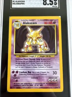 CGC 8.5 Pokemon Alakazam 1/102 Holo Unlimited Base Set English Graded CGC - Image 2