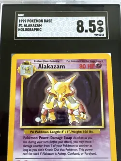 CGC 8.5 Pokemon Alakazam 1/102 Holo Unlimited Base Set English Graded CGC - Image 3