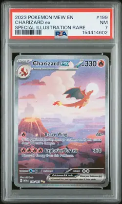 2023 POKEMON MEW EN-151 SPECIAL ILLUSTRATION RARE #199 CHARIZARD EX PSA 7 - Image 1