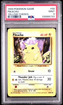 Pikachu 1999 Pokemon Game #58 Yellow Cheeks PSA 9 NEW SLAB - Image 1