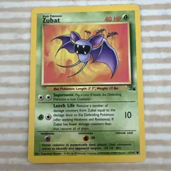 Pokemon TCG Zubat Fossil 57/62 Regular Unlimited Common - Image 1