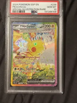 2024 POKEMON SSP EN-SURGING SPARKS SPECIAL ILLUSTRATION RARE PIKACHU EX PSA 10 - Image 3
