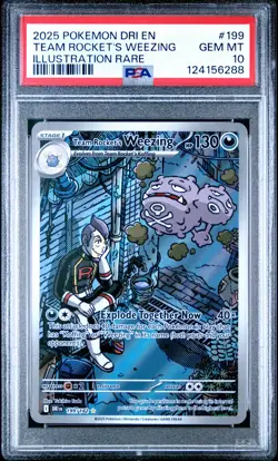 2025 POKEMON DRI EN-DESTINED RIVALS #199 TEAM ROCKET'S WEEZING PSA 10 - Image 1
