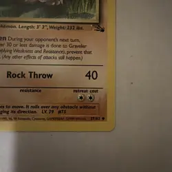 Pokemon Graveler 37/62 Base Set Regular Stage 1 60 HP Uncommon 1999 - Image 3