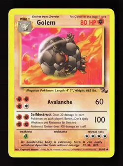 Golem 36/62 Uncommon Fossil Pokemon Unlimited Lightly Played - Image 1