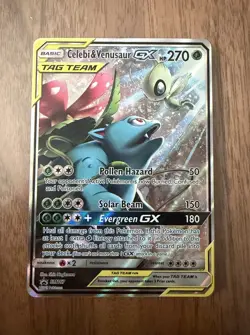 Pokemon TCG Celebi & Venusaur GX SM167 Sun & Moon Promo Tag Team Holo Ultra Rare - Image 1