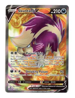 Skuntank V (Full Art) 180/195 Ultra Rare Holo SWSH12: Silver Tempest Pokemon NM - Image 1
