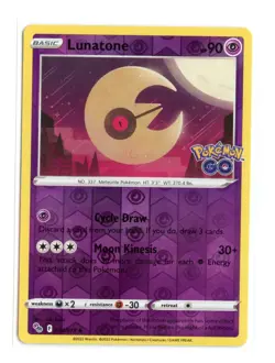 Lunatone 034/078 Uncommon Reverse Holo Pokemon GO Pokemon LP - Image 1