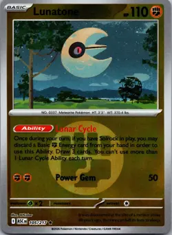 Lunatone (Energy Symbol Pattern) 105/217 Ascended Heroes Pokemon Reverse Holo NM - Image 1