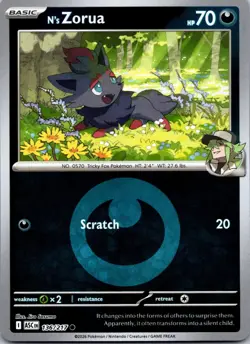 N's Zorua (Energy Symbol) 136/217 Ascended Heroes Pokemon Reverse Holo NM - Image 1