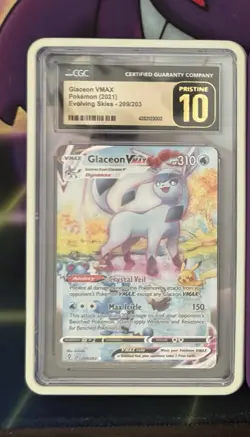 Glaceon VMAX Alt Art Pokemon 2021 Evolving Skies 209/203 CGC Pristine 10 🔥 - Image 1