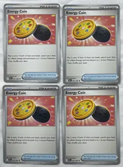 X4 Playset Energy Coin 081/086 Sv: Black Bolt Regular Pokemon TCG NM - Image 1