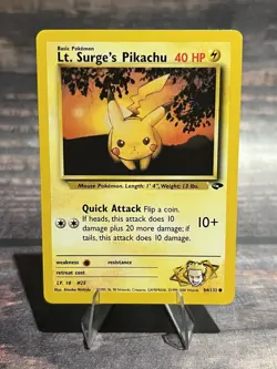 Lt. Surge's Pikachu 84/132 Common Gym Challenge Pokemon Card - Image 1
