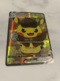 Custom Detective Pikachu VCOS Full Art Holo Fan Art Pokemon Card Near Mint - Image 4