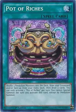 Yu-Gi-Oh Card - MP15-EN233 - POT OF RICHES (secret rare holo) - NM/Mint - Image 1