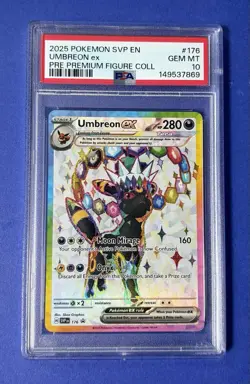 2025 Pokemon SVP EN Umbreon ex Pre-Premium Figure Coll #176 PSA 10 GEM MT - Image 1