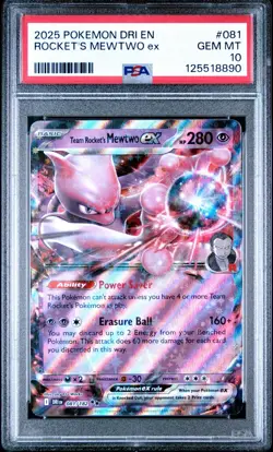 2025 ROCKET'S MEWTWO EX #081 POKEMON DESTINED RIVALS PSA 10 GEM MINT - Image 1