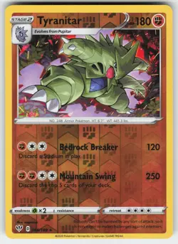 Tyranitar 088/189 Holo Rare Darkness Ablaze Pokemon Reverse Holo Lightly Played - Image 1