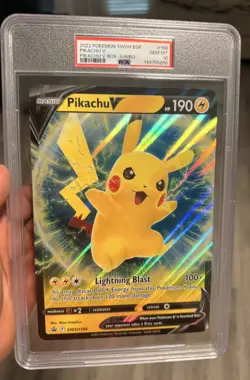 2022 Pokemon SWSH 198 Pikachu V Jumbo Black Star Promo PSA 10 - Image 1