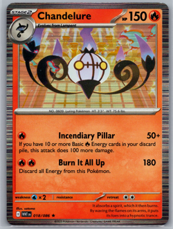 Chandelure Reverse Holo Rare SV: White Flare 018/086 NM - Pokemon TCG! - Image 1