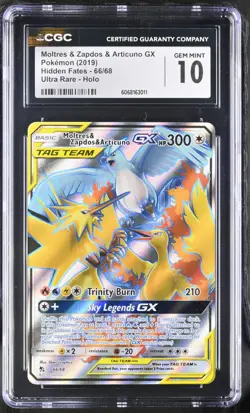 Pokemon Moltres & Zapdos & Articuno GX 66/68 Hidden Fates Holo CGC 10 2019 - Image 1