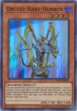 Yu-Gi-Oh Card - OP11-EN007 - ORCUST HARP HORROR (super rare holo) - NM - Image 1