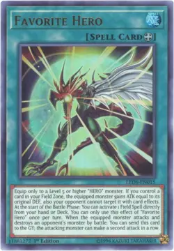 Yu-Gi-Oh Card - LED6-EN015 - FAVORITE HERO (ultra rare holo) - NM/Mint - Image 1