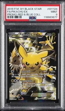 2016 POKEMON XY BLACK STAR PROMO RED & BLUE COLLECTION FULL ART/PIKACHU EX PSA 9 - Image 1